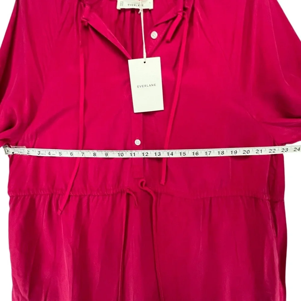 Everlane Tencel Gathered Maxi Dress L Pink Button Modest Oversized Quiet Luxury‎